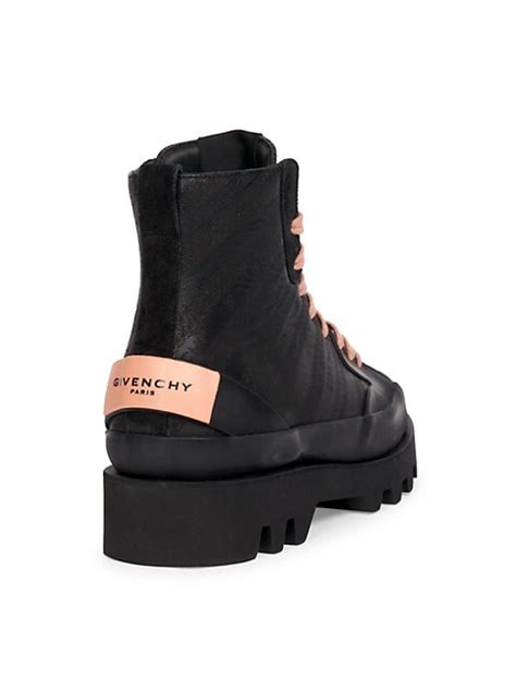 givenchy lug-sole logo leather combat boots|Givenchy Lug.